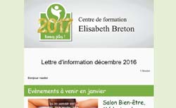 Newsletter Réflexologie Centre de formation Elisabeth Breton décembre 2016