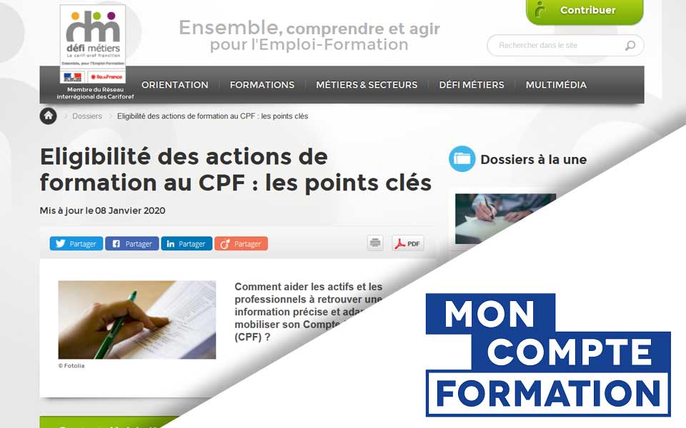 Compte Personnel de formation (CPF) : les points clés