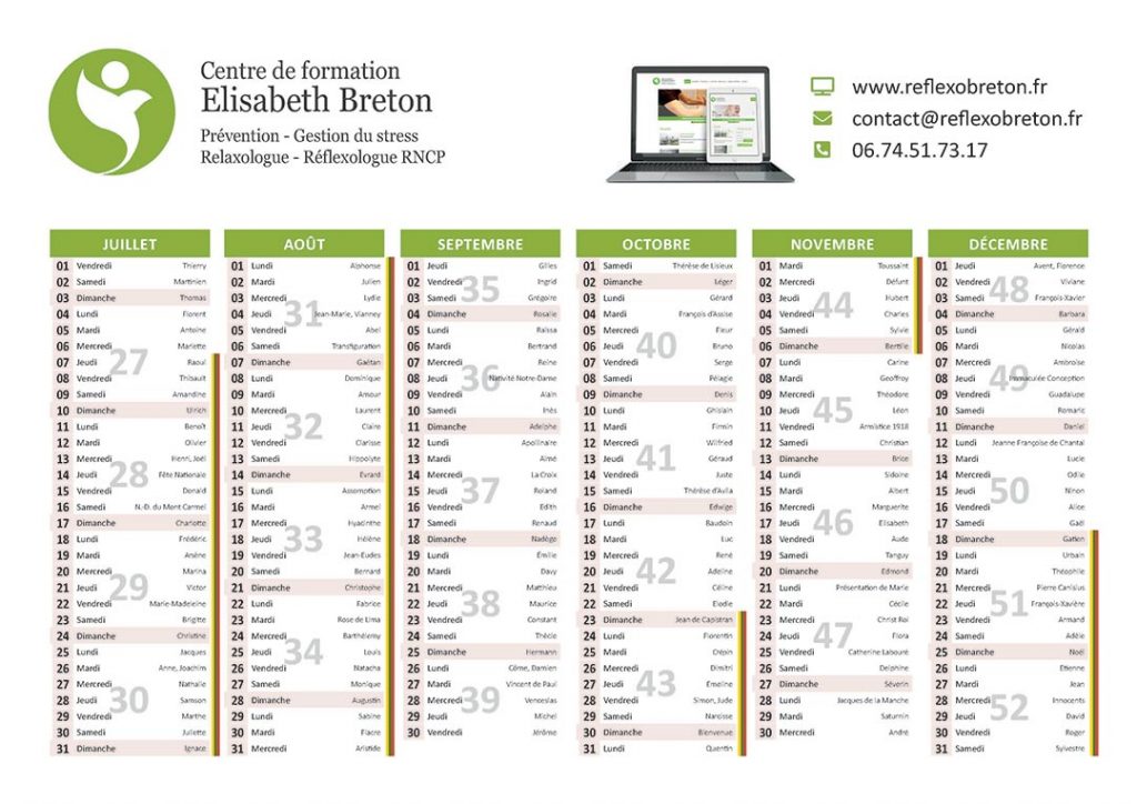 calendrier 2022