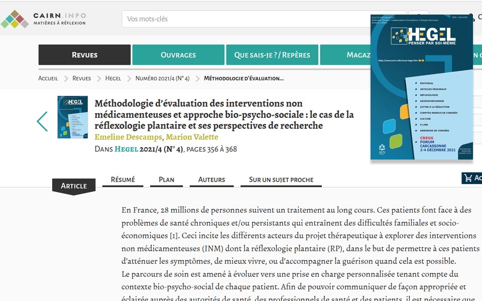 [Article payant] Réflexologie plantaire et perspectives de recherche